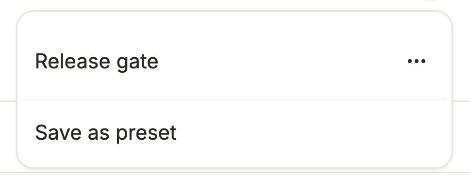 Presets menu in New run for choosing a saved workspace setup.